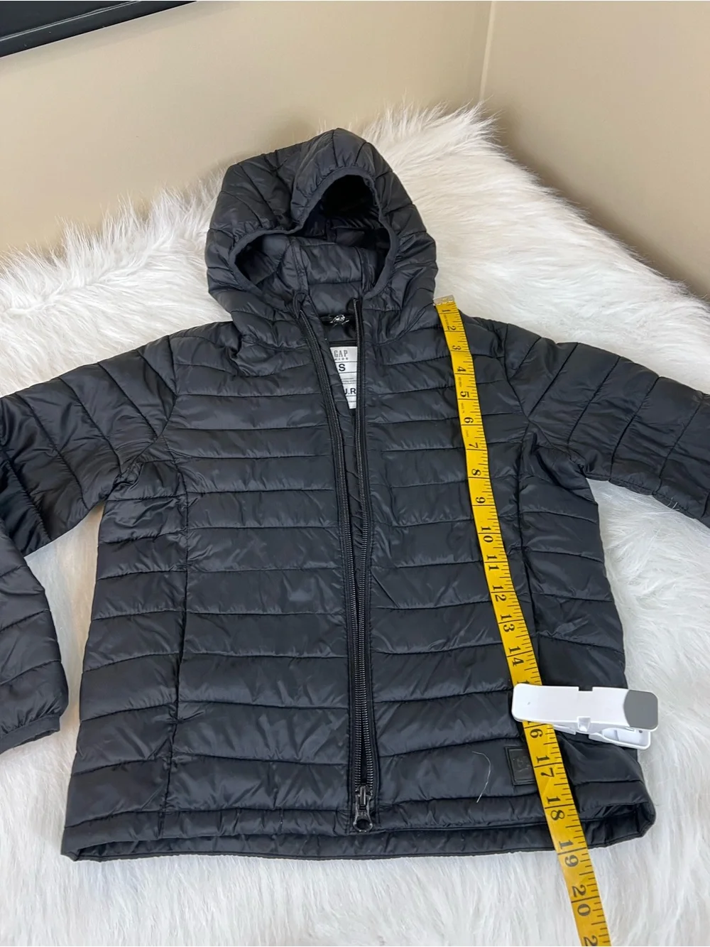 GAP Black Kids Hooded Packable primaloft lightweight Puffer Jacket small